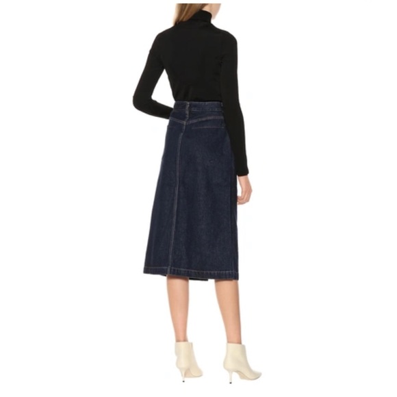 GOLDSIGN Easton Denim Midi A-Line Button Down Denim Skirt In Blue Size 24 NWT - Picture 3 of 12